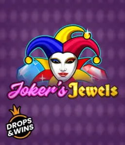 Discover the vibrant world of the Joker's Jewels game by Pragmatic Play, showcasing a mesmerizing joker's mask embellished with a brightly colored jester hat. This image evokes the joyful spirit of classic slots, set against a deep purple background. Ideal for fans of joker-themed slots, delivering a entertaining adventure. 