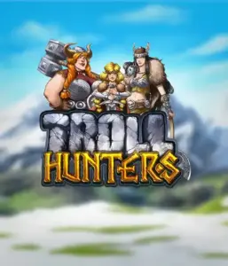 Enter the realm of "Troll Hunters," where bold Viking warriors prepare to confront their foes. The logo features a male and female Viking, equipped with weapons, with a cold mountainous backdrop. They emanate power and determination, reflecting the spirit of the game's adventurous theme.