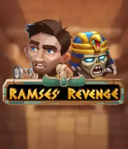 Dive into the mysterious world of Ramses' Revenge slot by Relax Gaming, featuring a surprised explorer and a fierce mummy set against an Egyptian tomb backdrop. This image captures the adventure of Egyptian archaeology, ideal for fans of Egyptian-themed slots, providing a captivating adventure. 